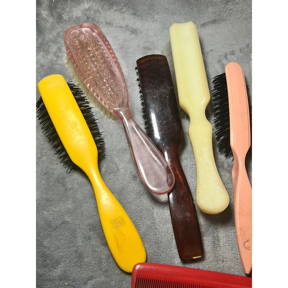 Vintage Hair Brush Lot Nylon Bristle Codi Epsilon PRO USA Comb Set Mixed